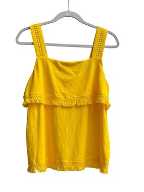 J. Crew Women’s Yellow Ruffle Tank Top Size S